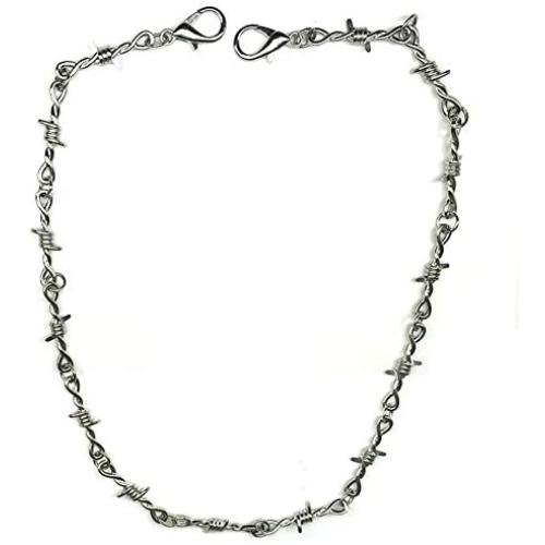 Silver Wire Chains Necklace for Men Women Hip Hop Punk Gothic Thorns Choker Jewelry for Boys