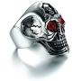 Demon Skull Head Ring for Men, Ruby Eye Skull Ring, Vampire Skull Ring, Gothic Red Eye Skull Ring Cocktail Party Ring, Cool Devil Ring Halloween Biker, Vintage Punk Skull Jewelry Gift for Boys