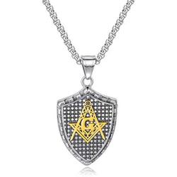 My Daily Styles Stainless Steel Mens Freemason Necklace - Masonic Symbol Pendant Necklace - 22'' Inch Chain