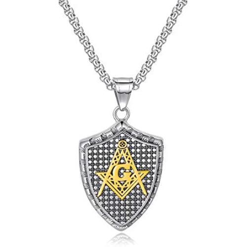My Daily Styles Stainless Steel Mens Freemason Necklace - Masonic Symbol Pendant Necklace - 22'' Inch Chain