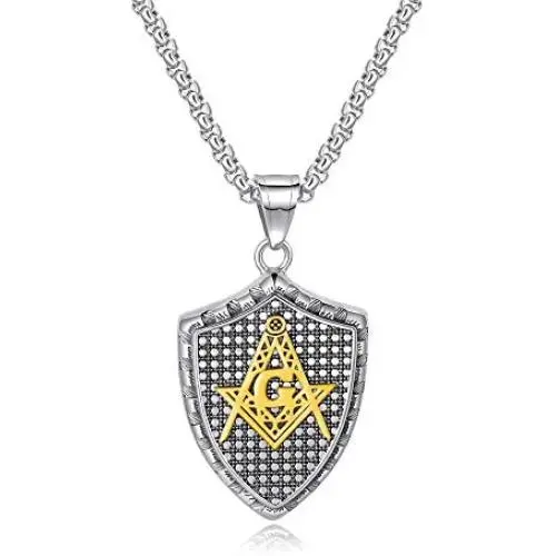 My Daily Styles Stainless Steel Mens Freemason Necklace - Masonic Symbol Pendant Necklace - 22'' Inch Chain