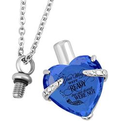 PREKIAR Heart Cremation Urn Necklace for Ashes Urn Jewelry Memorial Pendant with Fill Kit and Gift Box - Always on My Mind Forever in My Heart (Bluevoilet)