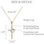 AMATA FINE JEWELRY 18K Gold Plated Sterling Silver Necklace, Studded with Swarovski Crystals Cross, 18''+2'' Chain Necklace with a Gold Plated Sterling Silver Ring.
