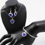 Titanic Heart of The Ocean Necklace Earrings Bracelet and Rings Jewelry Set, AILUOR Sterling Silver Blue Sapphire Crystal Necklace Pendants Wedding Prom Jewelry