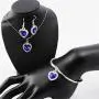 Titanic Heart of The Ocean Necklace Earrings Bracelet and Rings Jewelry Set, AILUOR Sterling Silver Blue Sapphire Crystal Necklace Pendants Wedding Prom Jewelry