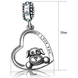 JMQJewelry Heart Dog I Love You Charms Birthstone Dog Paw Dangle Charms for Bracelets Mom Mothers Grandmas Day
