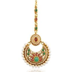 ADIVA Womens Beautiful Kundan Faux with Stone Mang Tikka Indian Ethnic Jewelry Ab46Mg Multicolor