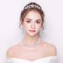 JOERICA Bridal Choker Jewerly Set for Women Silver Bridesmaid Wedding Rhinestone Choker Bracelet and Earrings Set with 5 Pcs Bridal Headband Set