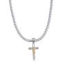 Double Rainbow Jewelry C08-P09 Mens Stainless Steel Gold Silver 2-Tone Jesus Cross Pendant 6mm Cuban Curb Necklace Chain Link