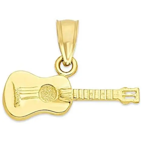 10k Real Solid Gold Acoustic Guitar Pendant, Musician Jewelry, Gifts for Music Lovers 10k Real Solid Gold Acoustic Guitar Pendant, Musician Jewelry, Gifts for Music Lovers