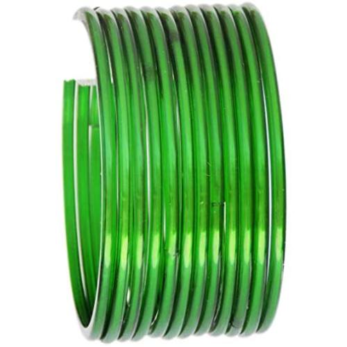 JDZ Collection Traditional Indian Glass Bangles for Women/Girls- Bollywood Fashion Jewelry Green Bangals, Plain Thick Churi Ethnic Wedding Wear, Size-2.8