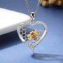 Sterling Silver Bee Honeycomb Necklace S925 Love Heart Little Bumblebee Cubic Zirconia Pendant Jewelry Gift for Teens Women Girl