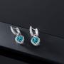 Gem Stone King 925 Sterling Silver London Blue Topaz and White Created Sapphire Earrings (2.40 Ct, Heart Shape 6MM)