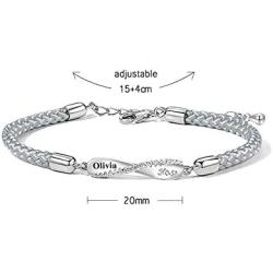 Custom Magnetic Couples Bracelets for Women Men, Promise Rope Name Bracelets Personalized Jewelry for Couples BBF