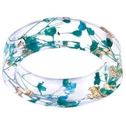 VEINTI+1 Creative Handmade Sky Blue Babysbreath Dried Flowers Women/Mens Trendy Rings