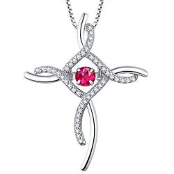 YL Celtic Knot Cross Necklace Sterling Silver Cubic Zirconia Loop Infinity Pendant Dancing Bristhstones Crucifix Jewelry