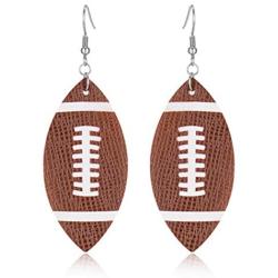 Teardrop Leather Earrings Dangle Drop Football Basketball Waterdrop Hook Earrings Lightweight Ear for Women Ball Sports Lover Girls Jewelry 2Pcs Set
