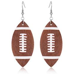 Teardrop Leather Earrings Dangle Drop Football Basketball Waterdrop Hook Earrings Lightweight Ear for Women Ball Sports Lover Girls Jewelry 2Pcs Set