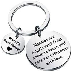 AKTAP Nanny Gifts Appreciation Keychain Nannies are Sent from Above to Teach and Care for Little Ones with Love Babysitter Jewelry Thank You Gift for Nanny