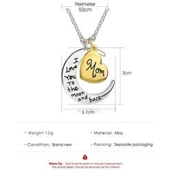 FLDC I Love You To The Moon And Back Crescent Infinity Love Heart Charm Chain Pendant Necklace Jewelry Gifts For Family