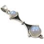 SilverStarJewel 925 Solid Silver Natural Cabochon Rainbow Moonstone Pendant 1.7'' 3.2 Grams