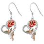 SNZM Love Heart Rose Earrings for Women Girlfriend Sterling Silver Dangle Earrings Jewelry Gifts for Christmas Anniversary