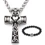 Gungneer Celtic Claddagh Necklace Cross Pendant Stainless Steel Chain Friendship Love Irish Jewelry for Men Women