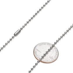 The Bling Factory 2.4mm High-Polished Stainless Steel Ball Military Necklace