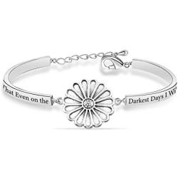 Sunflower Bracelet Sunflower Jewelry I Want to be Like a Sunflower Inspirational Jewelry for Women Girls(sunflower CBR)