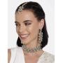 I Jewels Indian Bollywood Gold Plated Ethnic Faux Kundan Party Wear Jewelry Set with Earrings & Maang Tikka for Women (IJ164W)