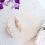 Humble Chic Floating Feathers Dangle Earrings - Long Hanging Metal Link Leaf Drops for Women - Bohemian Lightweight Layered Dangling Leaves