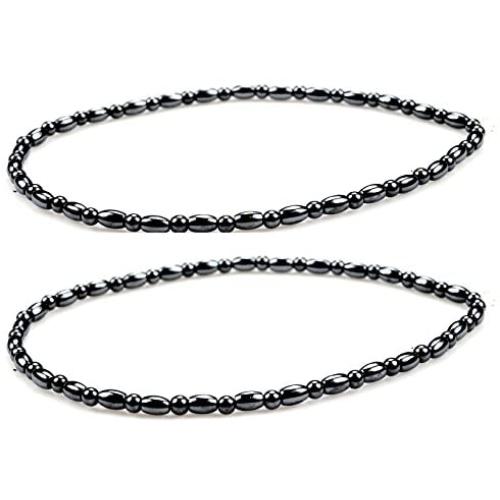 PURPLE WHALE Magnetic Hematite Anklet Bracelet for Women Healing Therapy, Good for Relieving Joint Pain, Increases Energy- 2 Pieces