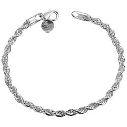 Greendou Fashion Jewelry 925 Sterling Silver 4 mm Twisted French Rope Chain Bracelet Size 8 inches