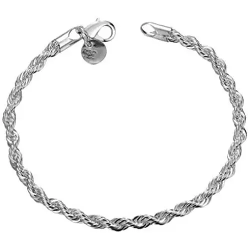 Greendou Fashion Jewelry 925 Sterling Silver 4 mm Twisted French Rope Chain Bracelet Size 8 inches Greendou Fashion Jewelry 925 Sterling Silver 4 mm Twisted French Rope Chain Bracelet Size 8 inches