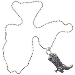 Western Jewelry Cowboy Boots Cowgirl boot Country Texas Amulet Charm Silver pewter Mens Womens Unisex pendant necklace for men w Silver Ball Chain