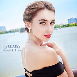 Sllaiss Crystal Long Dangle Stud Earrings for Women Fashion Drop Earrings Gifts for Girls, Made with Austria Crystal