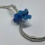 EVESCITY 925 Silver 3D Animals Cute Blue Hippo Hippopotamus Murano Glass Beads Compatible with Charm Bracelets Cute Jewelry Gifts for Her