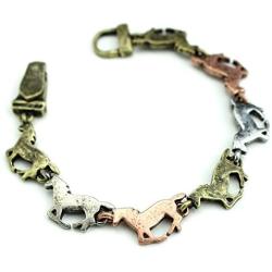 Wyo-Horse Jewelry Collection Three-Tone Running Horse Western Bracelet