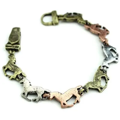 Wyo-Horse Jewelry Collection Three-Tone Running Horse Western Bracelet Wyo-Horse Jewelry Collection Three-Tone Running Horse Western Bracelet