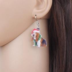 NEWEI Acrylic Sweet Basset Hound Dog Earrings Drop Dangle Fashion Jewelry For Girl Women Gift Charms