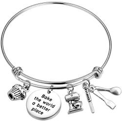 MAOFAED Gift for Baker Bake The World a Better Place Culinary Student Gifts Bake Lover Keychain Gift