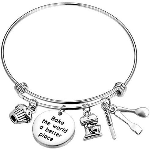 MAOFAED Gift for Baker Bake The World a Better Place Culinary Student Gifts Bake Lover Keychain Gift