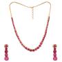 Ratnavali jewels CZ Gold Plated Designer Jewellery Set Single Line Red Green with Chain & Earring for Women