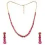 Ratnavali jewels CZ Gold Plated Designer Jewellery Set Single Line Red Green with Chain & Earring for Women