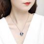 I Love You Jewelry with Ruby Red/Sapphire Blue Heart Birthstone Crystal, Rose Gold/Silver Tone Plating Pendant Valentines Day Necklaces for Women Wife Girls Girlfriend Gifts, 18+2