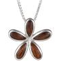 Sterling Silver Koa Wood Plumeria Necklace Pendant with 18'' Box Chain