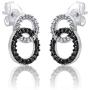 TJD 925 Sterling Silver 1/4 Carat Natural Brilliant Diamond Circular Earrings (H-I Color, I2-I3 Clarity) Black and White Diamond Circular Earrings for Women Diamond Jewelry Gifts For Women