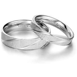 FANCIME Highlights 925 Sterling Silver Wedding Band Couples Ring For Men Women Sets Promise Ring for Couples, Women SIZE 4.5