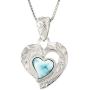 Aloha Jewelry Company Sterling Silver Natural Larimar Hawaiian Tribal Heart Necklace Pendant with 18'' Box Chain