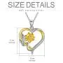 Nature Diamond Sunflower Heart Necklace for Women Sterling Silver, You are My Sunshine Anniversary Jewelry for Wife/ Girlfriend, Love Gifts for Her (0.11ct) 16''-18''